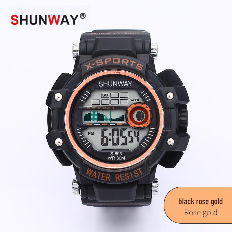 Светодиодные молодежные светящиеся водонепроницаемые спортивные часы-хронограф с многофункциональным дисплеем