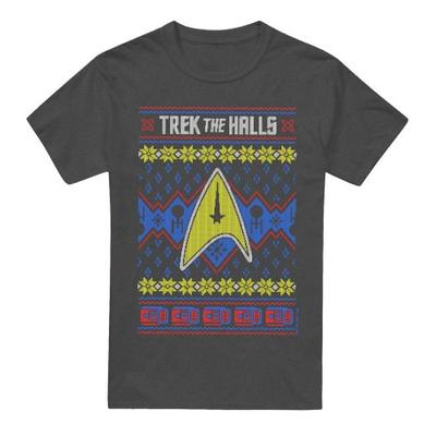 STAR TREK Унисекс футболка для взрослых "Прогулка по залам" Уродливый Рождественский дизайн