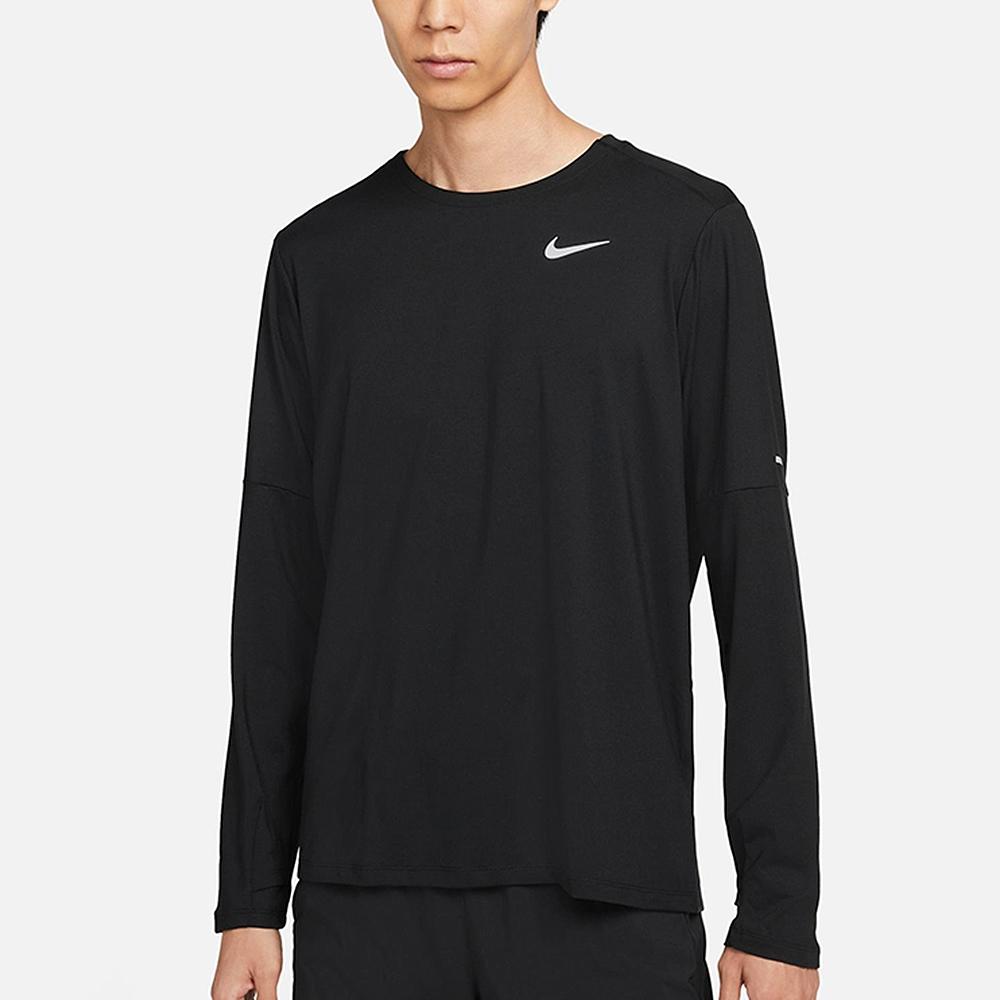 Nike Футболка для бега и тренировок с длинным рукавом со светоотражающим логотипом, облегающая, черная, для мужчин DD4755-010