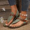 Fashion 2025 New Shoes Female Pinch Toe Women's Sandals Fashion Rivet Beach Sandals Women Summer Plus Size Comfortable Flat Sandals