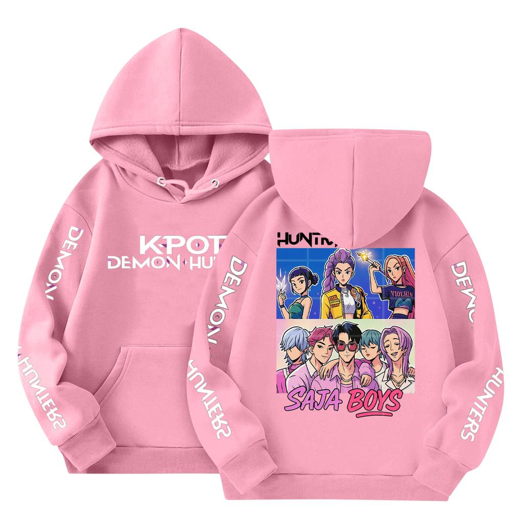 Child Fashion Lightweight Long Sleeve Pullover With Pockets Print Hoodie