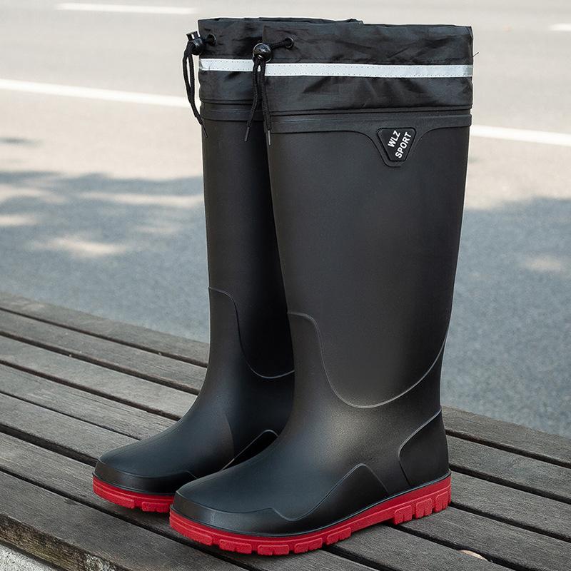 Новые утолщенные дождевые ботинки мужские короткие непромокаемые ботинки с нескользящей подошвой износостойкие средней высоты теплые ботинки резиновые ботинки