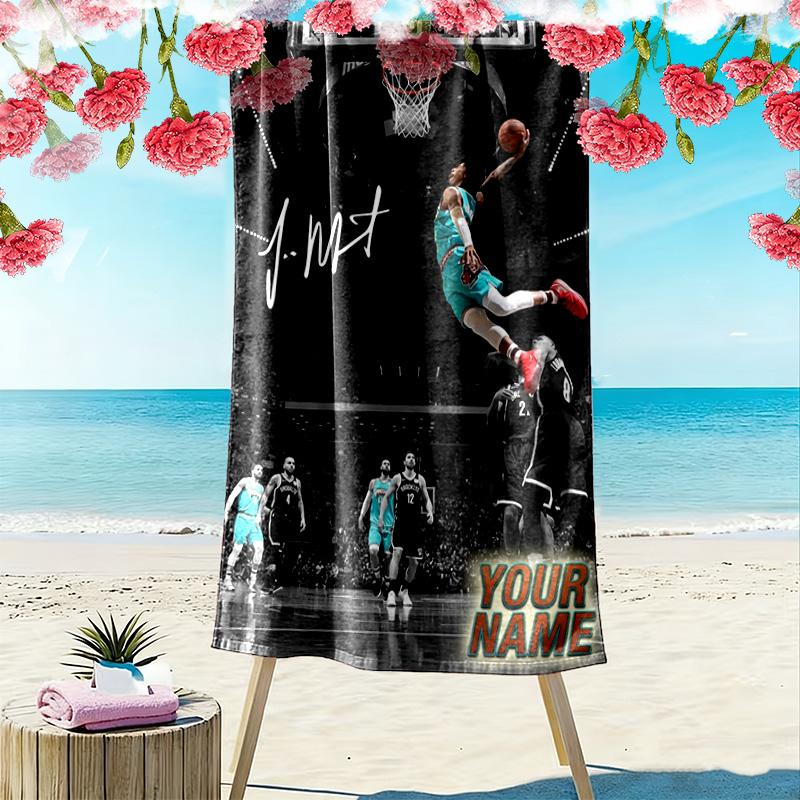 Name Custom Ja Morant Print Beach Towel, Large Soft Quick Dry Towel for Beach Camping Swimming