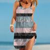 Женское пляжное платье, пляжная одежда, мини-платье, сверкающий принт с разбитыми бриллиантами, повседневное современное платье без рукавов, свободный крой, повседневное, розовое, синее, летнее