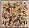 130cm*130cm Luxury Brand Twill Hijab Large Square Scarves Floral Horse Print Twill Shawls Bandana Silk Scarf For Women Headband