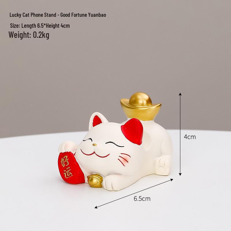 Счастливый кот смола держатель для мобильного телефона - Милое украшение для офисного стола, подарок