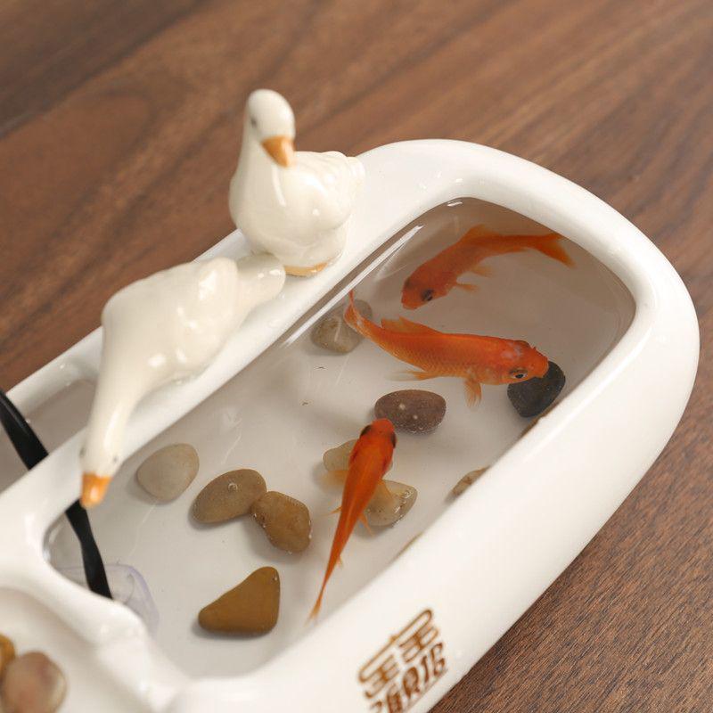 Автоматический керамический аквариум с циркуляцией воды и кормушкой для кошек