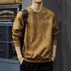Осенний свитер с буквенным принтом, мужская американская повседневная футболка с круглым вырезом и длинными рукавами, замшевая свободная рубашка