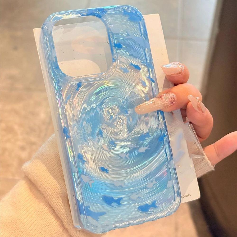 Лазерный вихревой чехол для телефона для iPhone 15 16 Pro Max 17 Air 14 11 13 12 13promax 15promax Рыба Мягкий Funda Защитная крышка