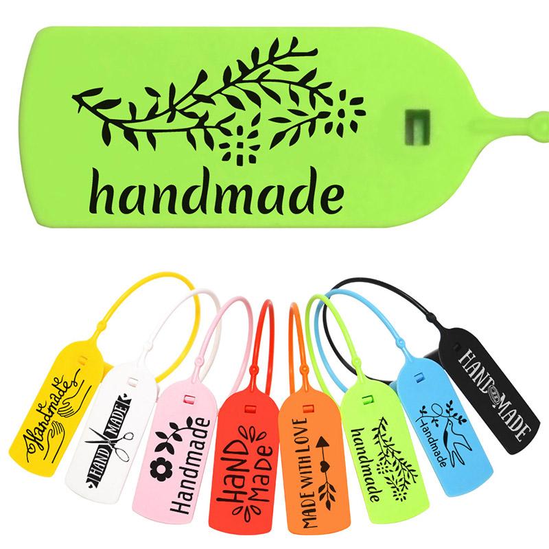 100 шт., пластиковые бирки ручной работы, этикетки для поделок, одежды, обуви, сумок, бизнес-подарок