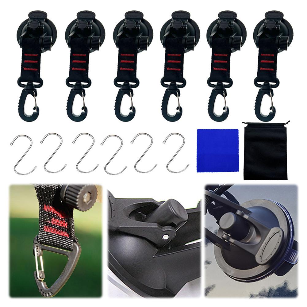 4/6Pcs Suction Cup Hooks with 360° Rotating Buckle Awning Suction Cups Tie Down Suction Cup for Camping Tarp Accessory