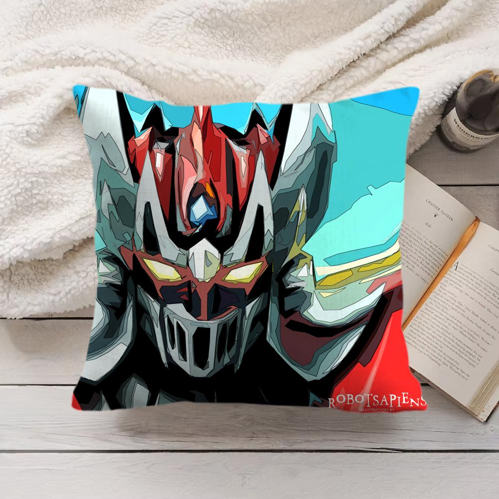 GGoldorak Anime cool Cushion Cover Silky Short Plush Invisible Zipper Dustproof Sofa Pillow Case for Home Decor