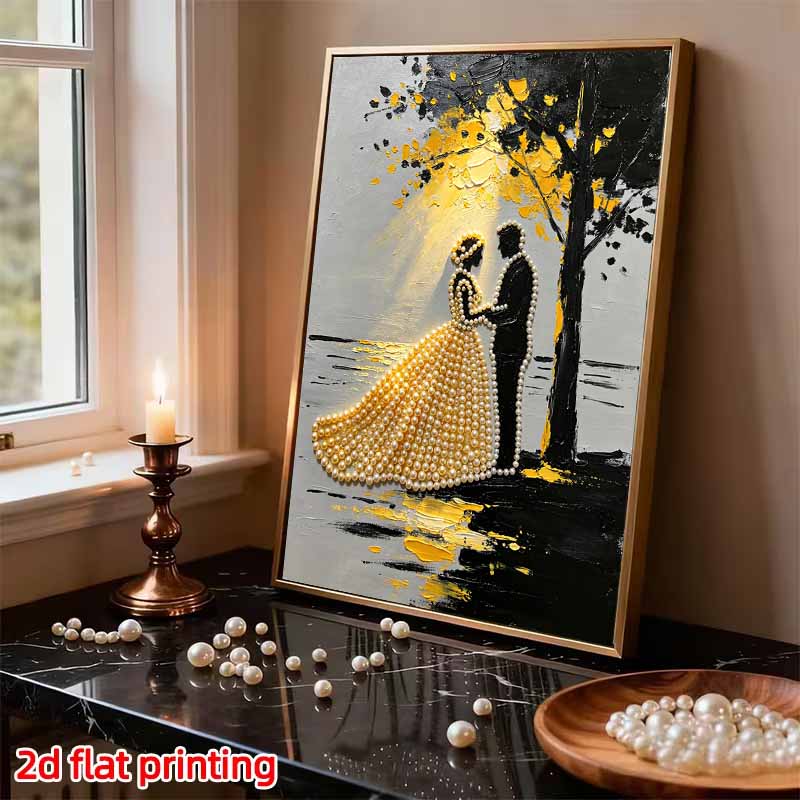 Набор для DIY-рисования жемчугом без рамки «Свадебная пара» 3D Блестящее жемчужное искусство на холсте Расслабляющее творческое рукоделие для декора стен дома Подарок