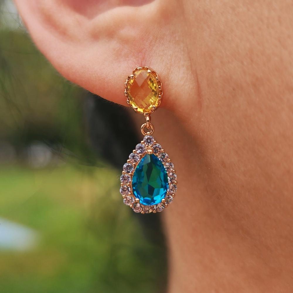 1 пара роскошных цветных кубических циркониевых сережек-капель для женщин, серьги-гвоздики, ювелирные изделия, аксессуары для свадебной вечеринки