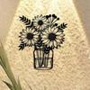 Meticulously 3 Chrysanthemums In Vase Minimalist Metal Wall Art - Modern Home Decor For Bedroom, Living Room, Or Bathroom.