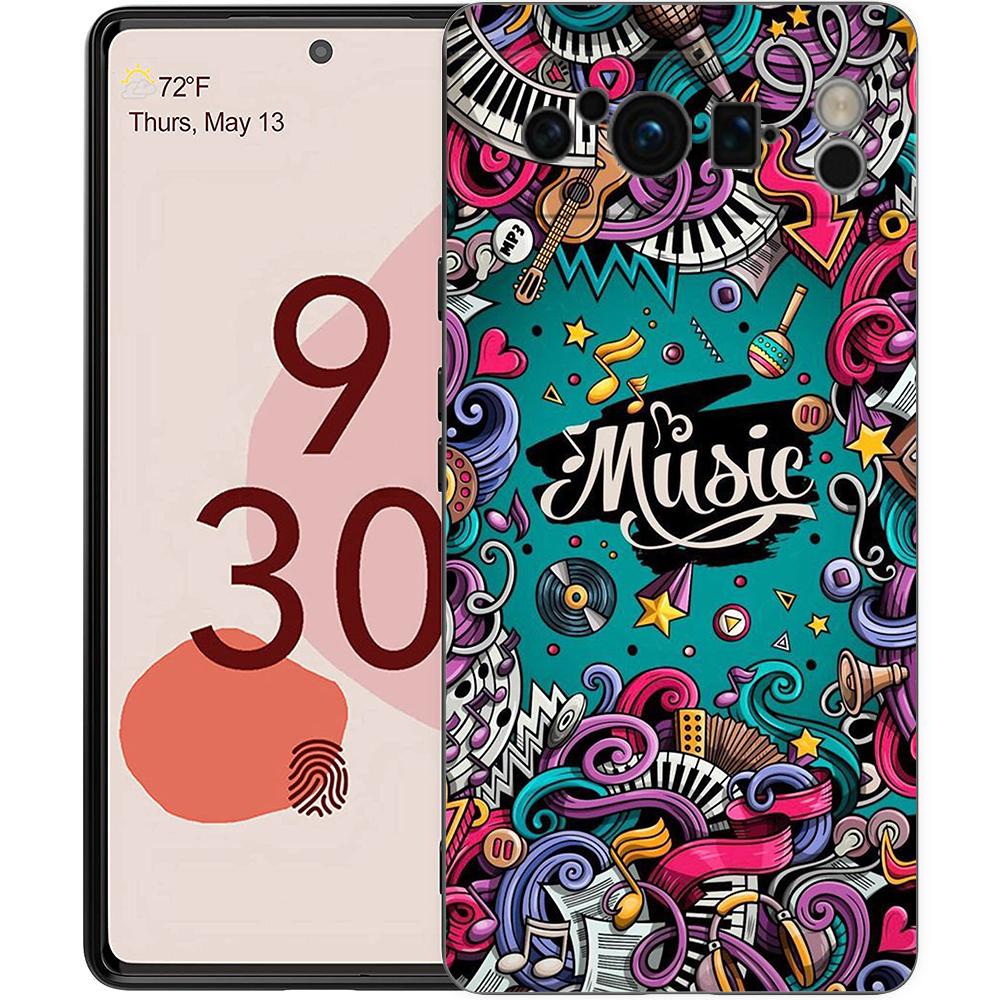 Музыкальный чехол для телефона Google Pixel 9 8 7 6 7A 6A Pro Ударопрочный Мягкий ТПУ 9 Pro XL Чехол Черный Fundas Coque Чехлы Сумки