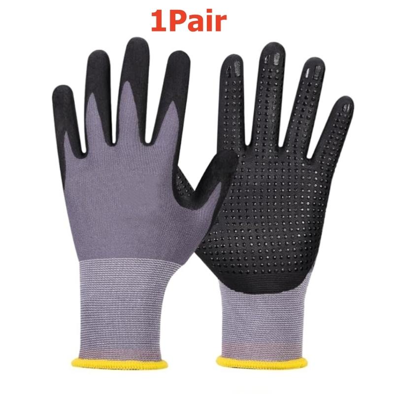 MicroFoam Coated Safety Work Gloves Nitrile Dots Grip Seamless Knit Security Gloves for Men Women Gardening Industrial Assembly