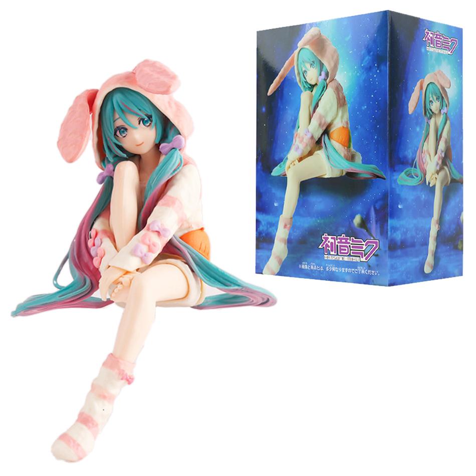 15 см Аниме ХАТСUNE MIKU Фигурка Стопор для лапши Фигурка Пижама с заячьими ушками ПВХ Декорация Модель Игрушки Фигурка Действия Коллекция Подарки