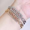 WWJ Classic Golden and Silver Hollow Square Tennis Bracelet Shiny CZ Zircon Womens Simple Party All-Match Jewelry