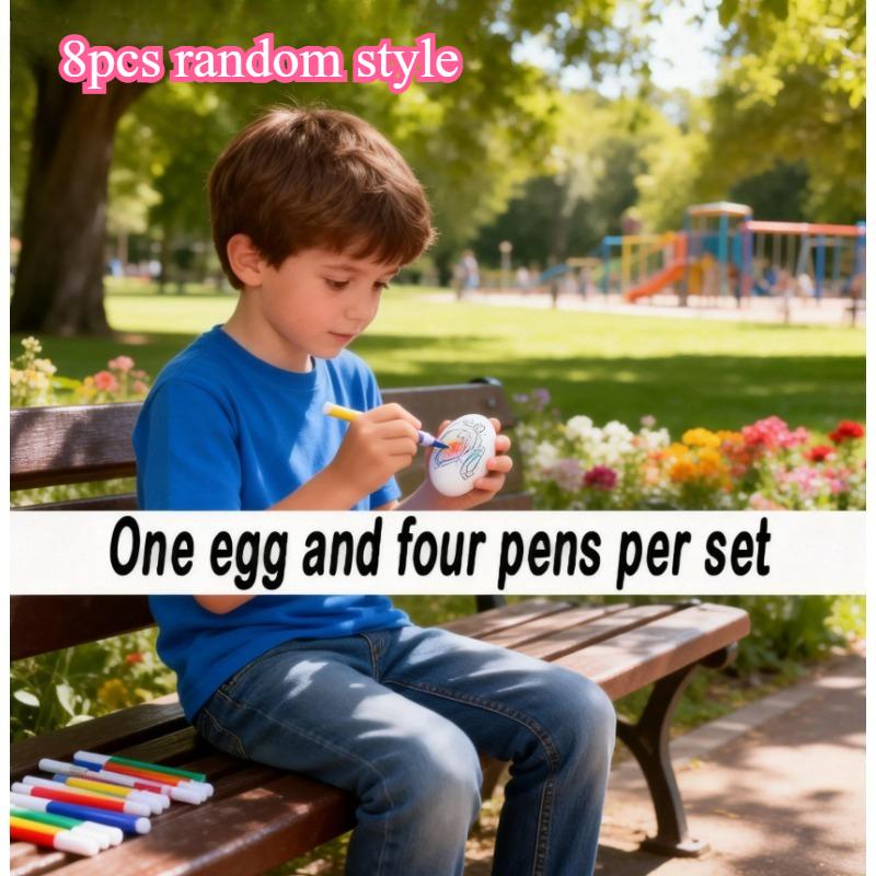 Набор для раскрашивания пасхальных яиц своими руками (8 Наборов) - Подвесное украшение с 4 цветными карандашами для детей и взрослых