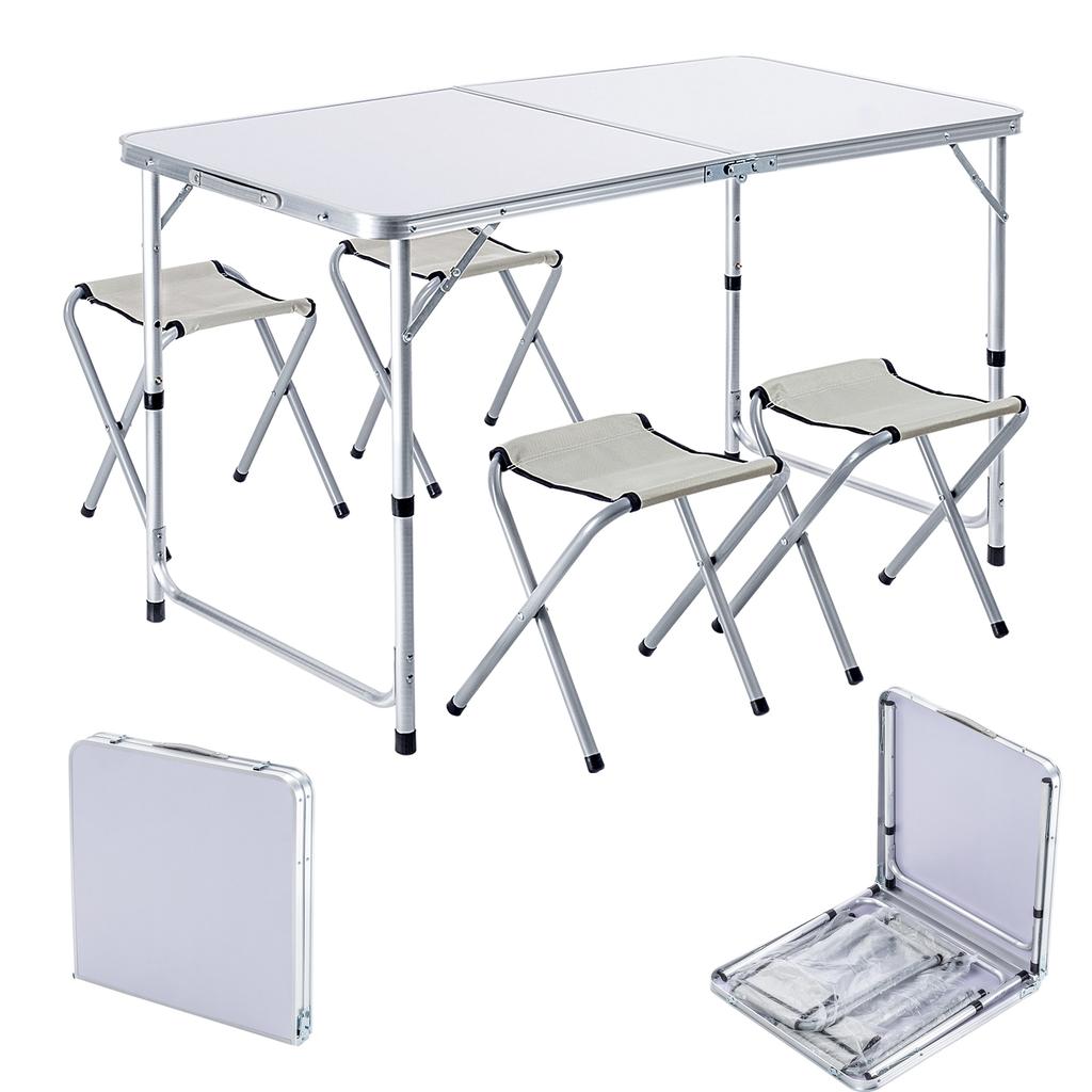 KADAX Tourist Set Folding Table 120cm + 4 Chairs 5in1 Camping Grill