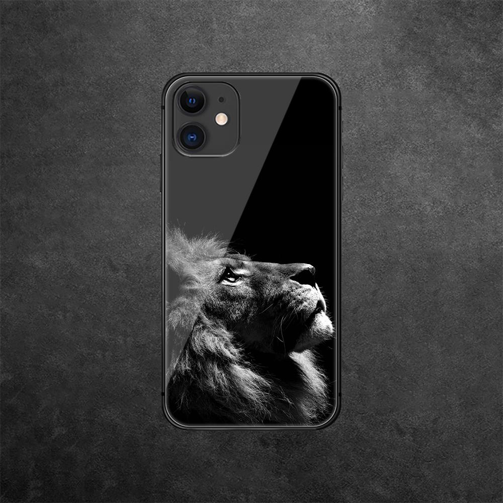 Чехол для телефона из закаленного стекла Lion Animal King для iPhone Samsung Galaxy OnePlus Oppo Xiaomi Redmi Note SA 7 8 9 10 11 12 13 14 20 21 22 53 Pro Max Ultra