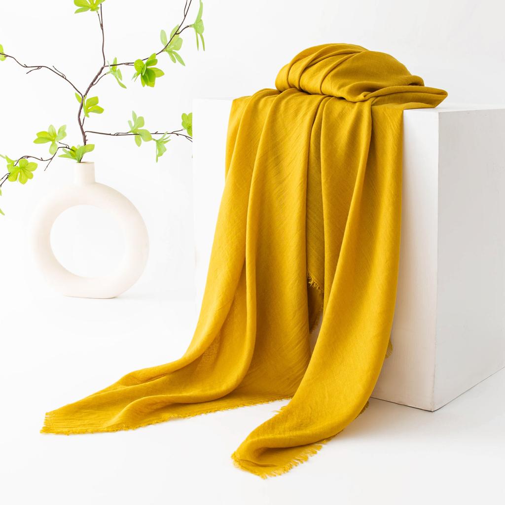 Spring Season, Pure Color, Simulated Silk, Long Strip Scarf, Fashionable, Suitable for Work, Sun Protection, Sheer Scarf, Shawl.
