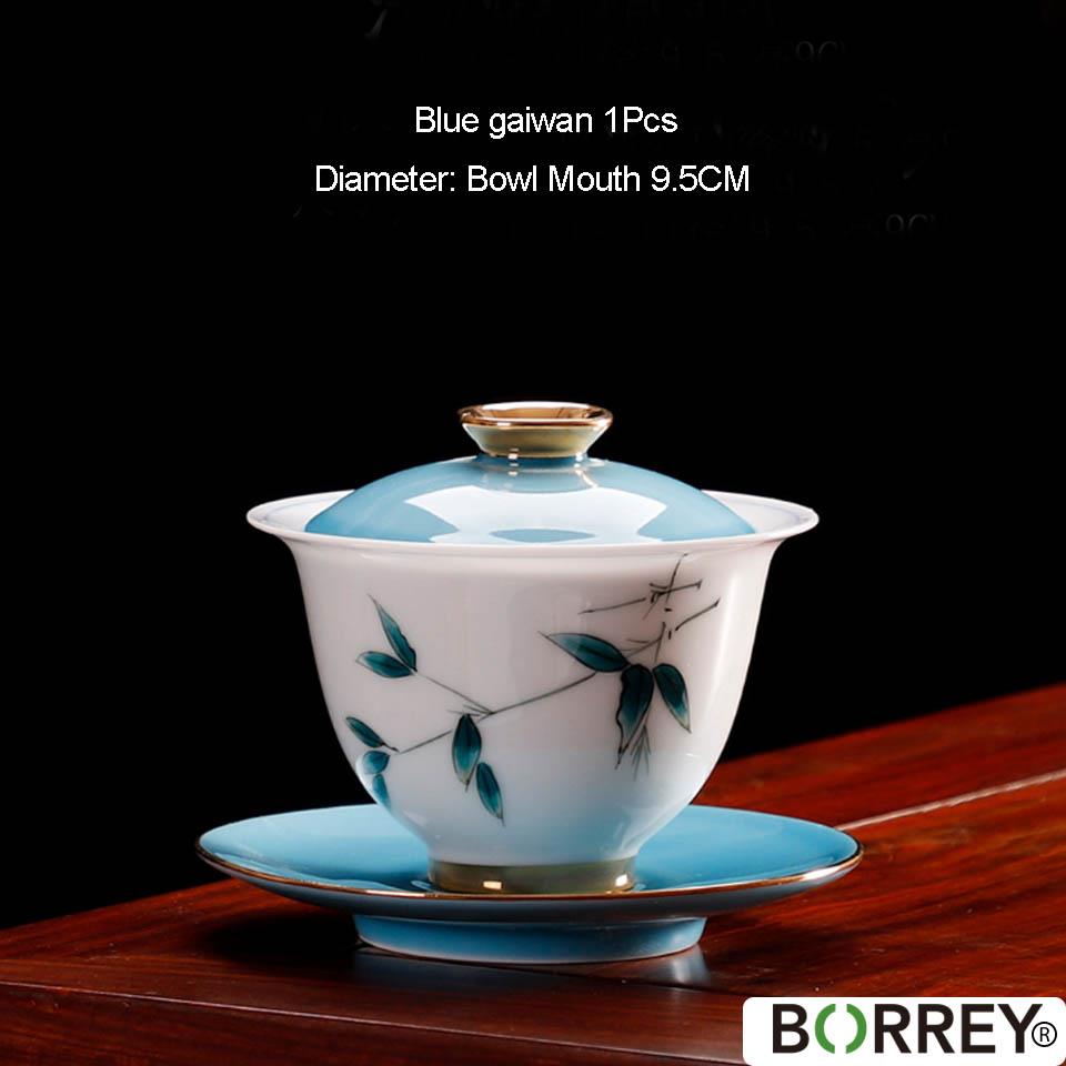BORREY Китай Керамический Гайвань Чайник Набор Чашек Белые Фарфоровые Супницы Гайвань Путешествия Кунг-Фу Чайный Сервиз Костяной Фарфор Чайная Чаша Пуэр Чайник