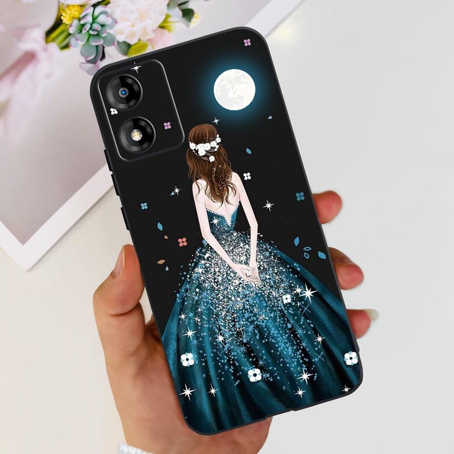 For Motorola Moto E13 Moto G13 Case Matte Black Liquid Silicone Soft Cover Lovely Cat Cartoon Jelly Capas For MotoE13 E 13 G 13