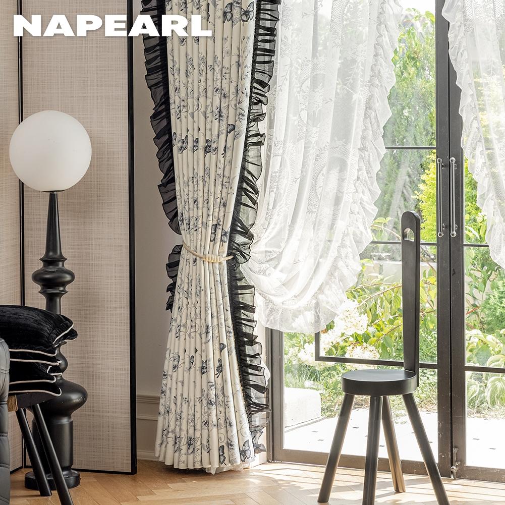 1 шт. NAPEARL 70-80% затемнение французский романтический ретро бабочка секретное царство напечатанный рюшами шторы для спальни гостиная домашний декор