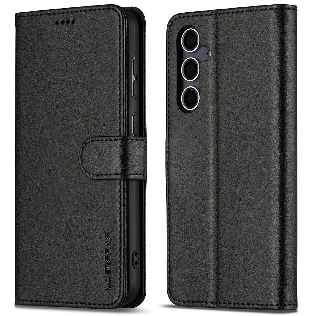 LC.IMEEKE For Samsung Galaxy S25+ Case Calf Texture PU Leather Stand Wallet Phone Cover