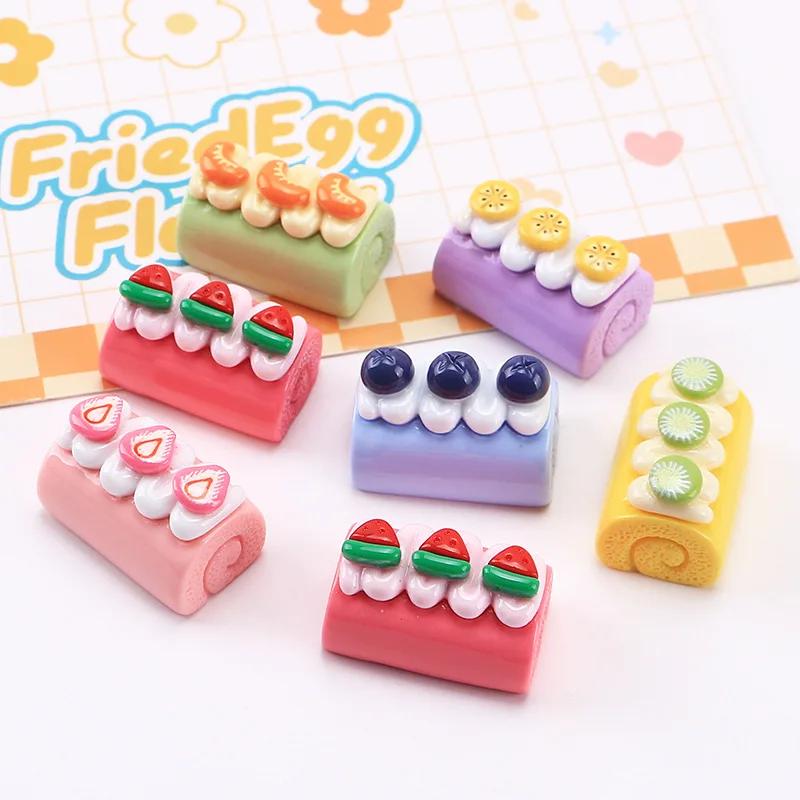 10/100 шт. 3D Миниатюры Кукольный домик Смола Рулонная Еда для Игры DIY Рукоделие Брелок Головной убор Аксессуары для Холодильника Смола