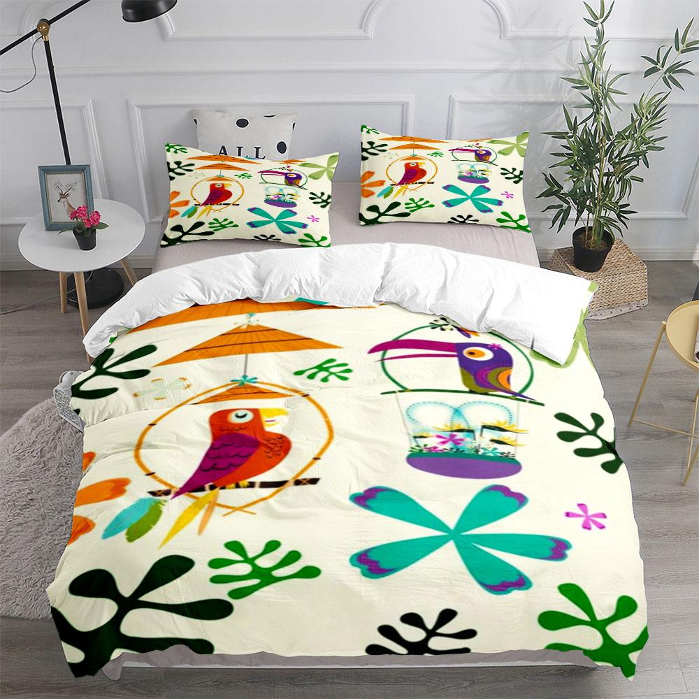 Floral And Birds Duvet Cover Set King Queen Double Full Twin Single Size Duvet Cover Pillow Case Bed Linen Set