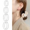 1 Pair Women Different Sizes Circle Earrings Polished Solid Color Electroplated Ear Decoration Jewelry