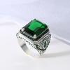 Ретро этнические мужские кольца: Инкрустация красным и зеленым цирконием, корейский стиль моды