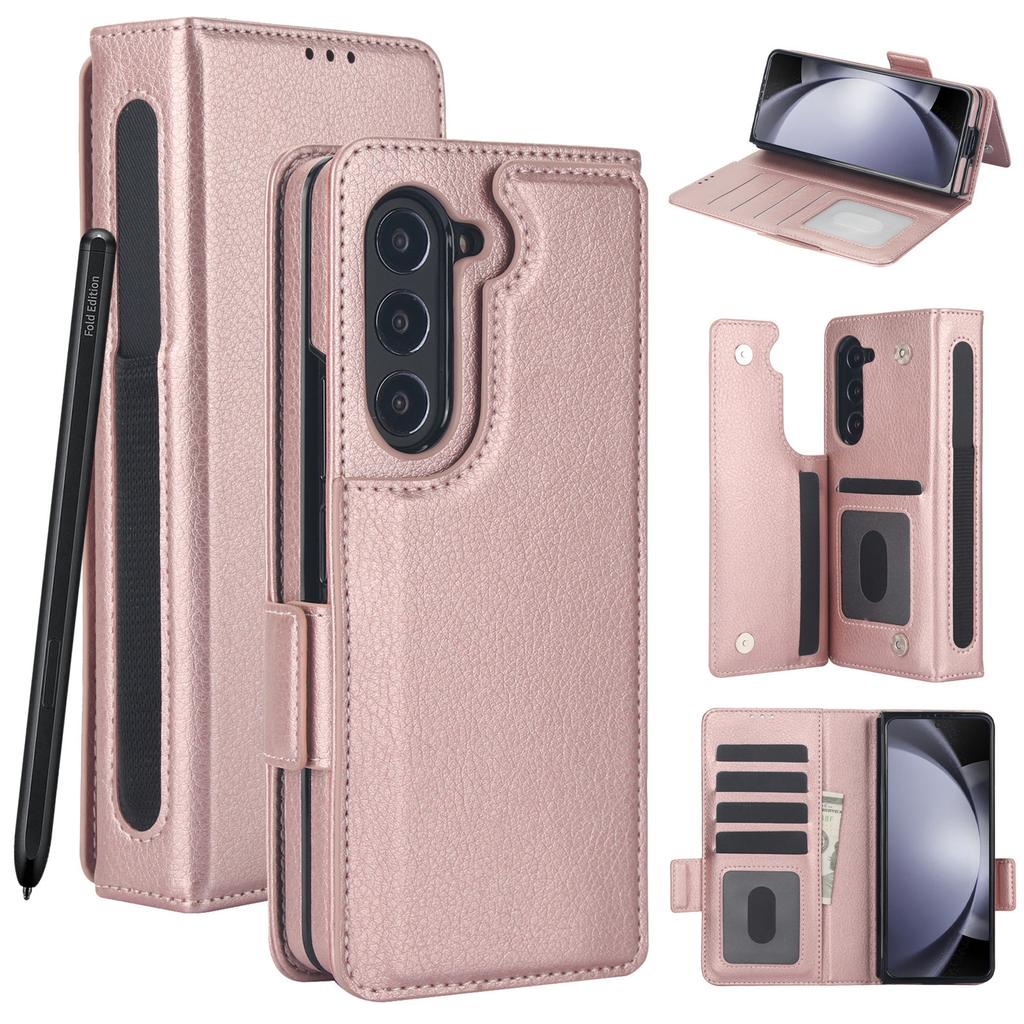 Case for Samsung Z Fold 7 6 5 4 3 Multi-functional Flip Cover with Card Slot and Pen Slot Protector Tough Case Anti-Fingerprint