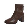 Fashion Temperament French Square Head Back Zipper Short Boots for Women Shoes Autumn/winter Thick High Heels Chelsea Boot Botines Mujer