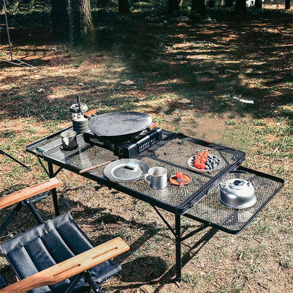 Сетка для кемпинга на открытом воздухе с боковым низким нагревом костра, переносной стол, складной, стол, компактный, легкий, устойчивый, стол, барбекю,