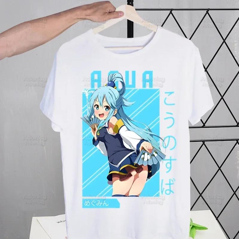 KonoSuba Мегумин Kono Subarashii Кадзума Футболки Мужская Футболка Харадзюку Мужская Одежда Летняя Уличная Одежда Повседневная Футболка С Коротким Рукавом Топы