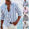 Мужская рубашка на весну и осень с отложным воротником в тон, полосатый принт с длинными рукавами, однобортный свободный кардиган, деловой топ