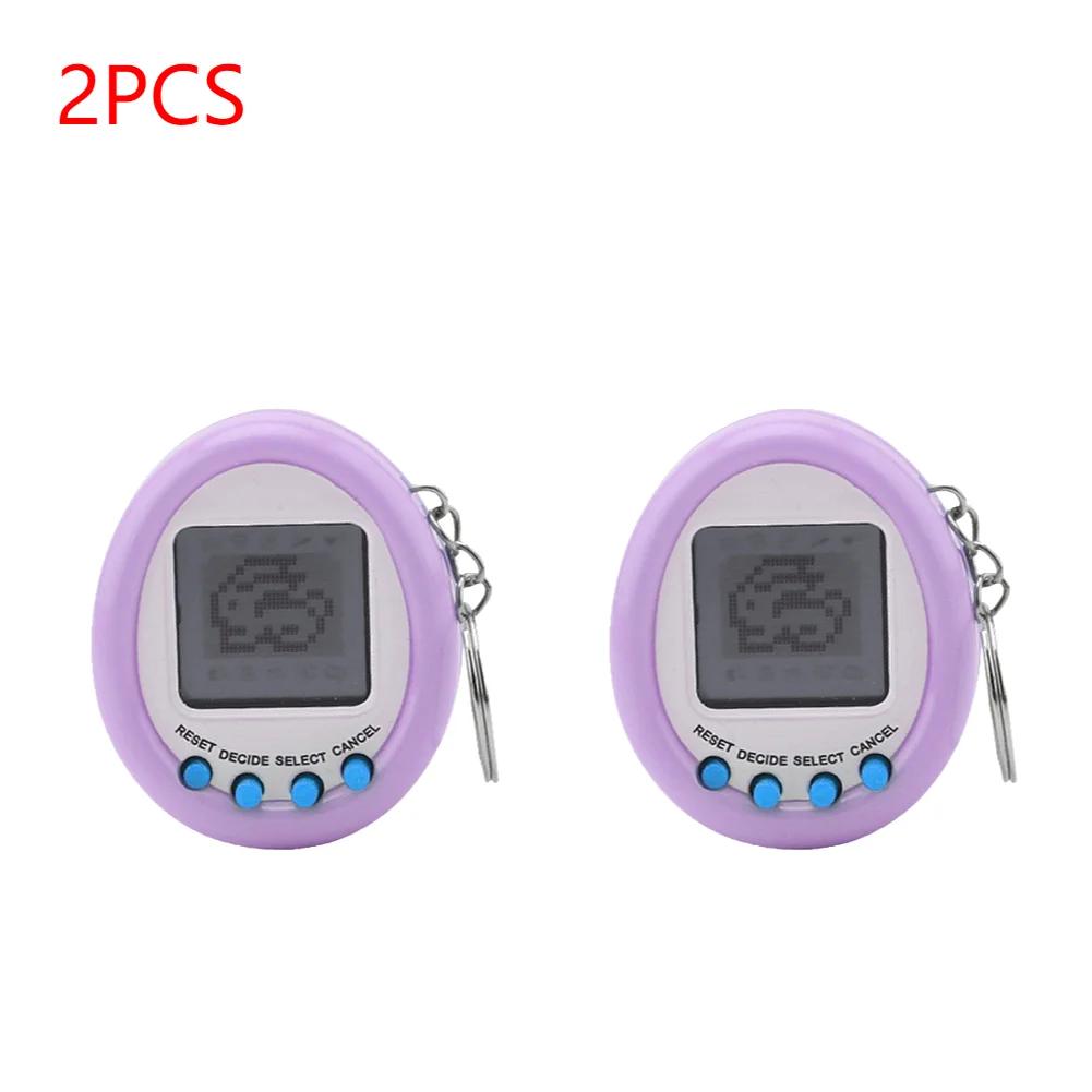 2PCS Macaron Mini Electronic Pet Machine Virtual Pet Tamagotchi Toy With Keyring Virtual Cyber Toy For Kids Birthday Gifts