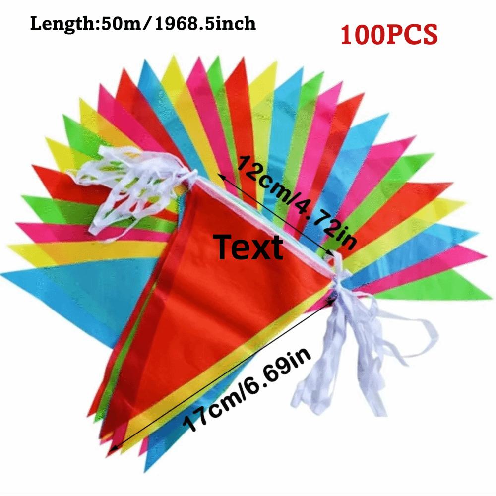 100Pcs Dacron Bunting Banner Triangle Shape Flag Garland New Pennant Banner Festival Decorations