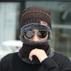 Suit Hat Men's Winter Scarf Gloves Three-piece Scarf Integrated Fleece Warm Winter Knitted Hat