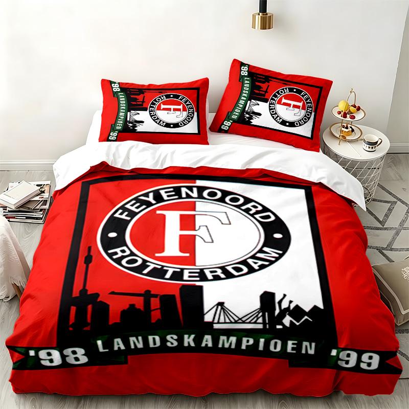 Feyenoord Rotterdam Комплект из 3 предметов Идеально подходит для спальни Удобный комплект постельного белья включает пододеяльник и две наволочки Идеальный подарок на день рождения или Рождество