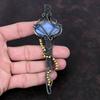 Подвеска из кианита, медная проволочная обертка, подвеска из драгоценного камня, проволочная обертка, подвеска-ключ, подвеска ручной работы в стиле бохо, медные украшения, подарок для нее