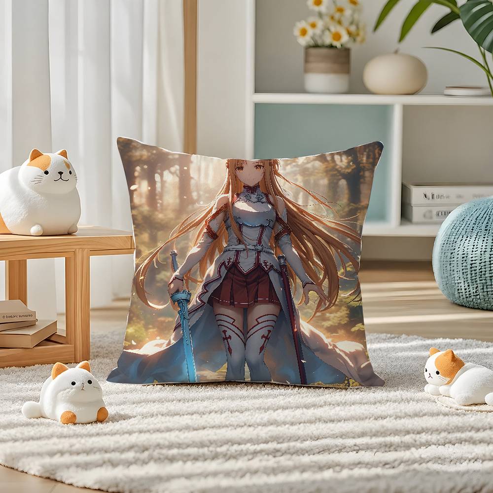 Sword Art Online Ordinal Scale Anime Plush Pillow Cover Soft Short Plush Cushion Cover For Sofa Bedroom Home Decor Gift