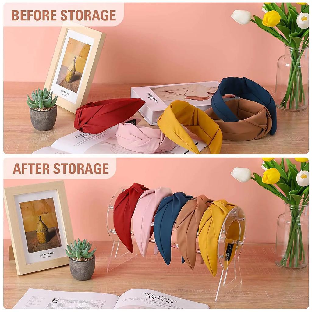 Acrylic Headband Holder Clear Hollow HairHoop Storage Rack Display Stand Jewelry Organizer Detachable Headband Display Organizer
