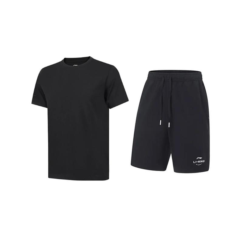Li-Ning Пуловер с круглым вырезом Простой Удобный Приятный к коже Универсальный Повседневный Спортивный костюм Костюм унисекс AHSUA49-2+AKST543-3