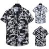 Men's Cardigan Short Sleeve Hawaiian Beach Flower Shirt Men's Turtleneck Shirt