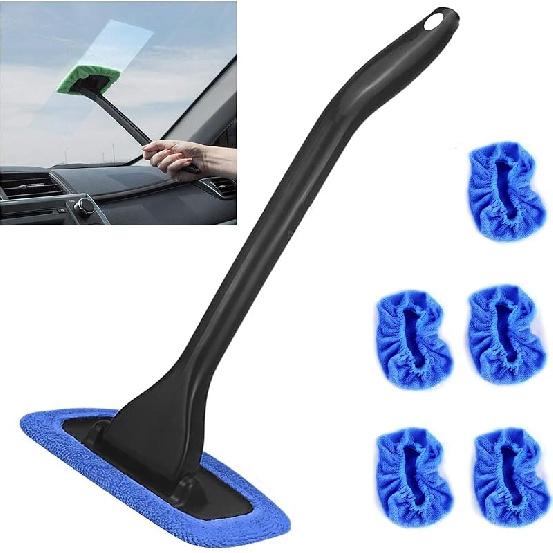 Windshield Cleaning Tool Windshield Cleaning Wand Auto Window Cleaner,5 Pieces Reusable Cloth Pads For Car Interior, Dirty Car Washing Brushes